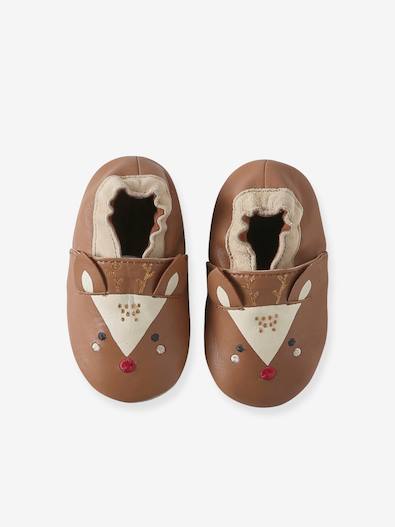 Soft Leather Reindeer Pram Shoes for Babies - brown, Shoes | Vertbaudet