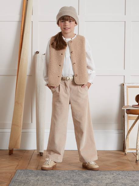 CYRILLUS wide-leg trousers beige+navy blue+raspberry pink 