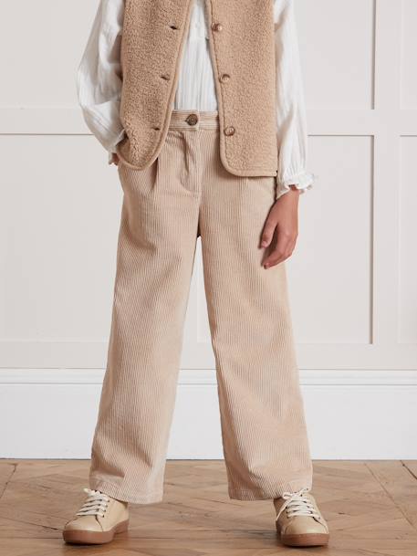 CYRILLUS wide-leg trousers beige+navy blue+raspberry pink 