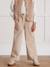 CYRILLUS wide-leg trousers beige+navy blue+raspberry pink 