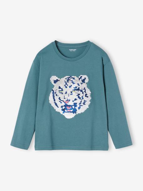 Top with Reversible Sequins for Boys aqua green 