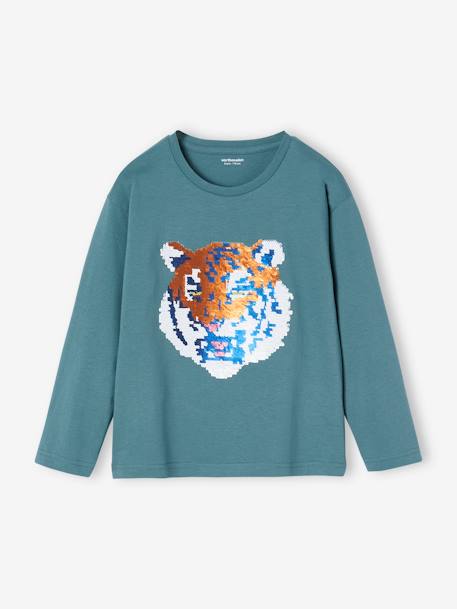 Top with Reversible Sequins for Boys aqua green 