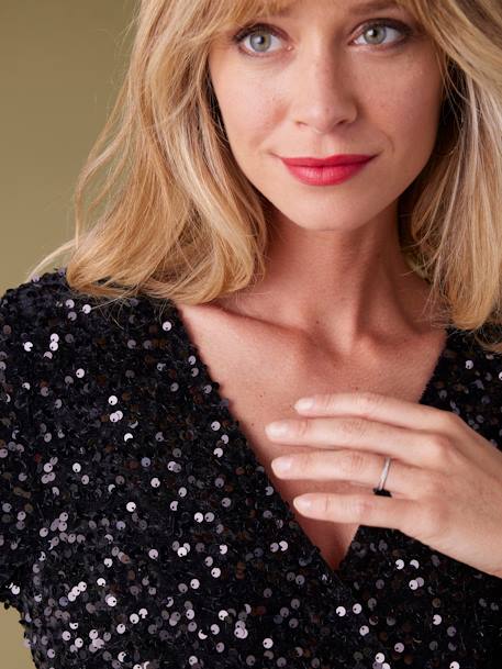 Maternity Sequin Christmas Blouse by ENVIE DE FRAISE black 