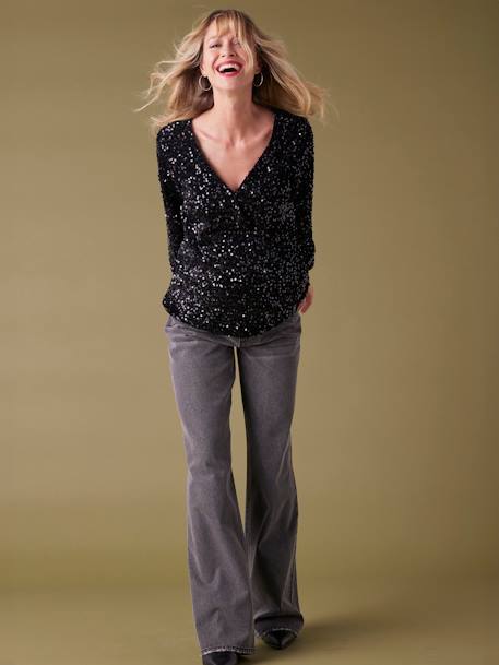 Maternity Sequin Christmas Blouse by ENVIE DE FRAISE black 