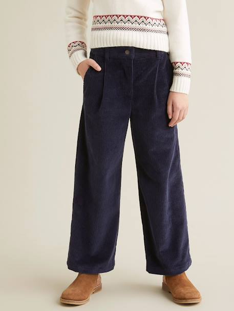 CYRILLUS wide-leg trousers beige+navy blue+raspberry pink 