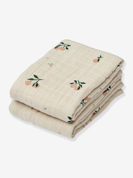 Set of 2 printed muslin swaddles - LIEWOOD ecru+rose+sandy beige 