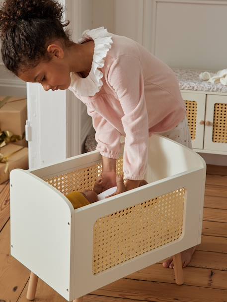 Doll Bed in FSC®100% Wood & Wicker, ADÈLE Multi+white 