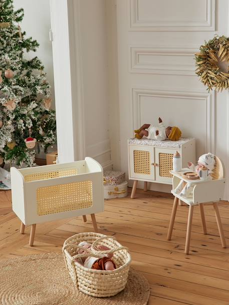 Doll Bed in FSC®100% Wood & Wicker, ADÈLE Multi+white 