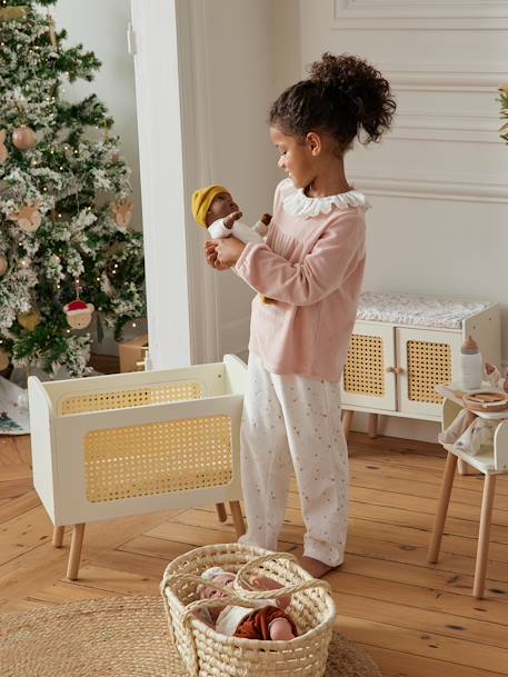 Doll Bed in FSC®100% Wood & Wicker, ADÈLE Multi+white 