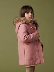 Girls-Hooded Duffel Coat with Toggles, in Woollen Fabric, for Girls