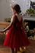 Christmas Special Dress in Velour & Sparkling Tulle for Girls emerald green+red 