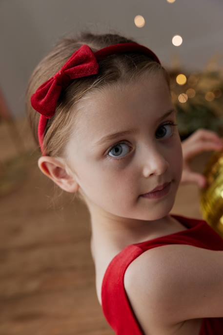 Christmas Special Dress in Velour & Sparkling Tulle for Girls emerald green+red 