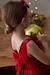 Christmas Special Dress in Velour & Sparkling Tulle for Girls emerald green+red 