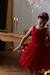 Christmas Special Dress in Velour & Sparkling Tulle for Girls emerald green+red 