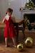 Christmas Special Dress in Velour & Sparkling Tulle for Girls emerald green+red 