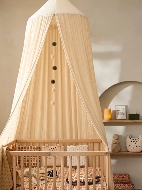 Bed Canopy in Cotton Gauze, EAU DE ROSE Theme cinnamon+Light Pink+sage green+sand beige 