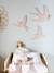 Set of 3 Wall Swallows BROWN LIGHT SOLID+Light Pink 