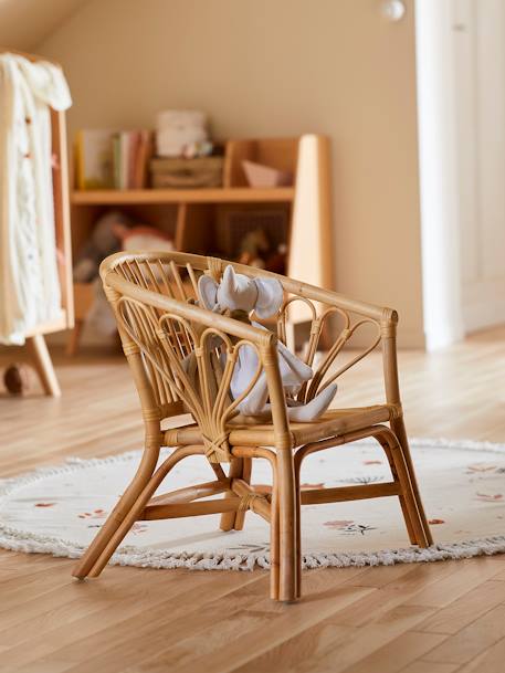 Small Rattan Armchair Beige 