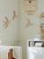 Set of 3 Wall Swallows BROWN LIGHT SOLID+Light Pink 