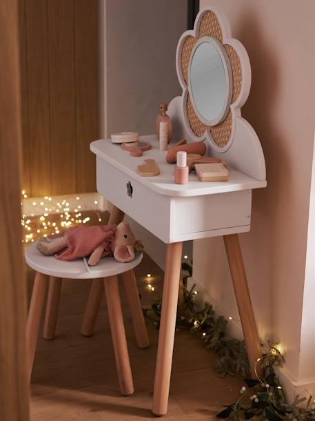 FSC®100% Straw Dressing Table + Accessories, in Certified Wood rose+white 