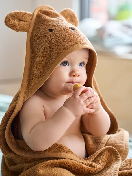 Bath Cape + Wash Mitt, in Organic Cotton BROWN MEDIUM SOLID+GREEN LIGHT SOLID+GREY DARK SOLID+ocean blue+rose+White 