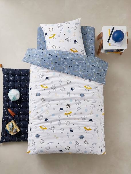 Children's Fitted Sheet, Cosmos Theme Blue/Print 