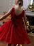 Christmas Special Dress in Velour & Sparkling Tulle for Girls emerald green+red 