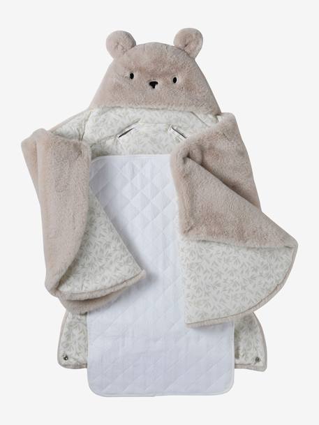 Transformable Baby Nest in Plush Fabric, Bear Beige+ecru+khaki+mouse grey+printed beige+printed pink 