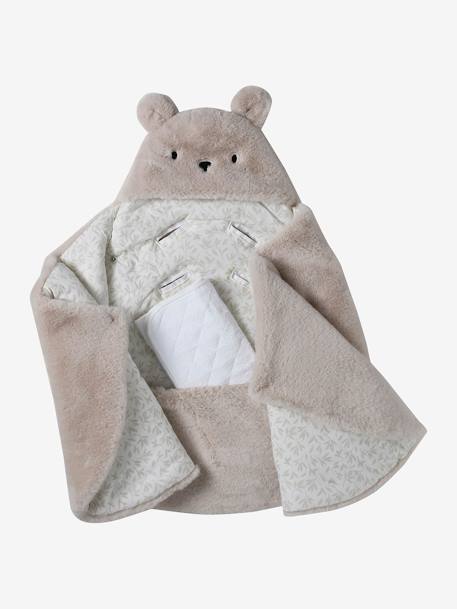 Transformable Baby Nest in Plush Fabric, Bear Beige+ecru+khaki+mouse grey+printed beige+printed pink 