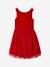 Christmas Special Dress in Velour & Sparkling Tulle for Girls emerald green+red 