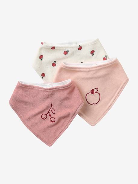 Set of 3 Bandana Bibs in Towelling grey blue+set pink 