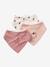Set of 3 Bandana Bibs in Towelling grey blue+set pink 