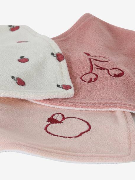 Set of 3 Bandana Bibs in Towelling grey blue+set pink 