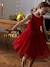 Christmas Special Dress in Velour & Sparkling Tulle for Girls emerald green+red 
