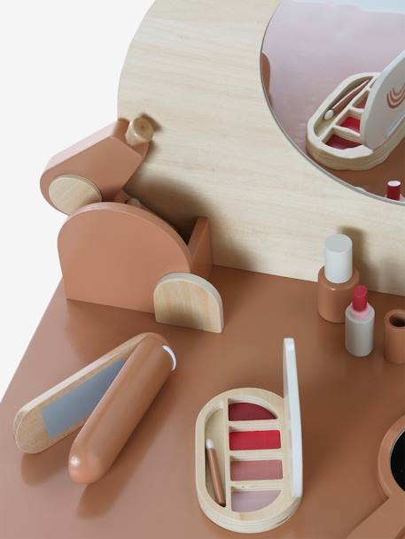 Dressing table + stool with FSC100® wooden accessories caramel 