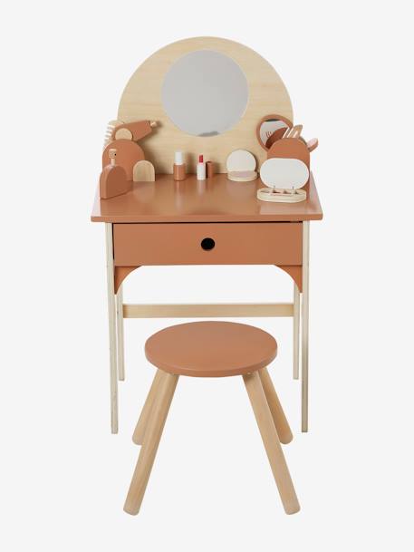 Dressing table + stool with FSC100® wooden accessories caramel 