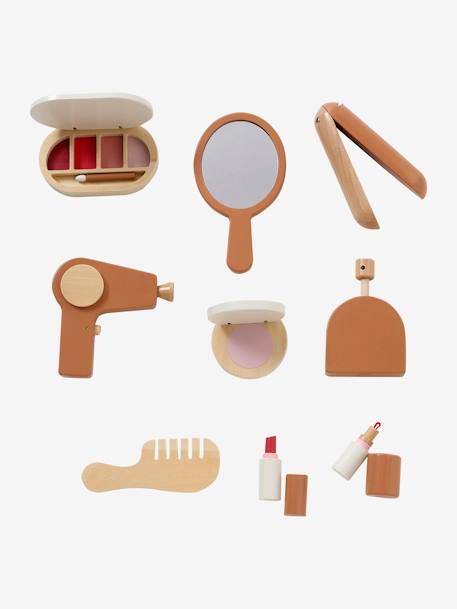 Dressing table + stool with FSC100® wooden accessories caramel 