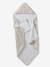 BABYLON hooded towel with cotton gauze + mitt printed beige 