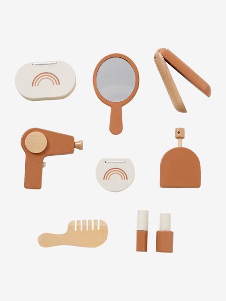Dressing table + stool with FSC100® wooden accessories caramel 