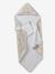 BABYLON hooded towel with cotton gauze + mitt printed beige 