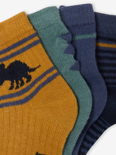 Pack of 4 Pairs of Dinosaur Ankle Socks for Boys navy blue 