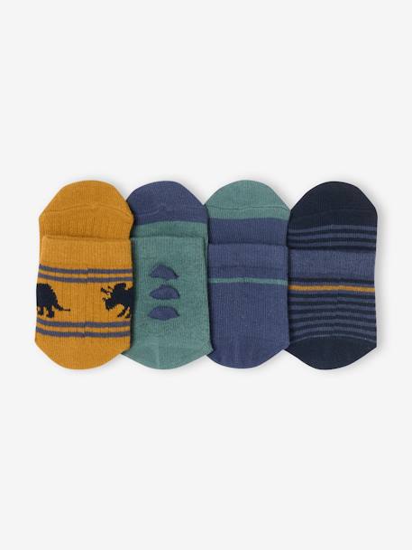 Pack of 4 Pairs of Dinosaur Ankle Socks for Boys navy blue 