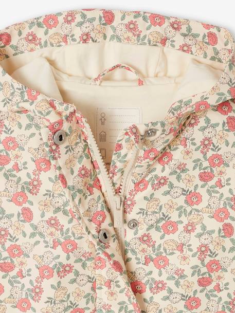 Printed hooded raincoat for girls multicoloured+navy blue+vanilla 