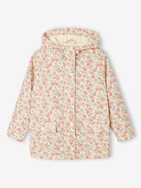 Printed hooded raincoat for girls multicoloured+navy blue+vanilla 