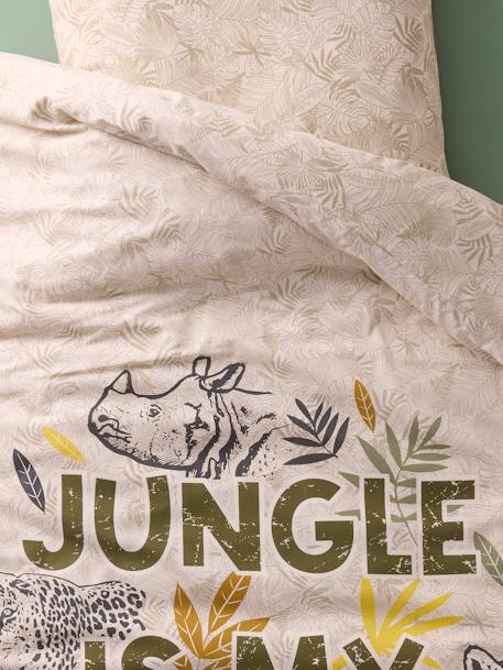 Duvet Cover + Pillowcase Set for Children, with Recycled Cotton Content, Green Jungle printed green 