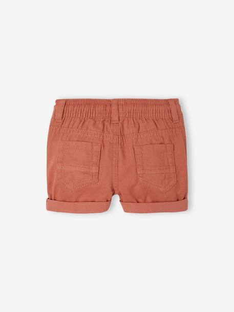 Twill Shorts with Elasticated Waistband, for Baby Boys cappuccino+terracotta 