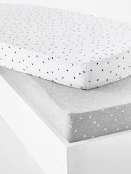 Bedding & Decor-Set of 2 Baby Fitted Sheets in Stretch Jersey Knit, Star Print