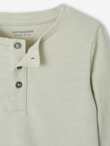 Pack of 2 Long-Sleeved Grandad-Style T-Shirts for Babies, Basics grey green 