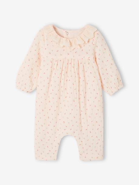 Jumpsuit for Baby, in Cotton Gauze pale pink 