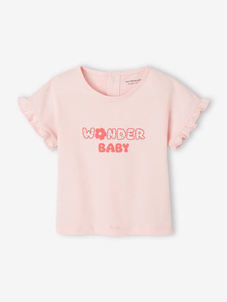 Organic Cotton T-Shirt with Message, for Babies pale pink 